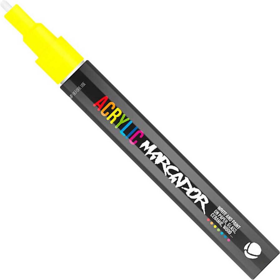 Mtn Acrylic Marcador Verfstift fijne punt van 1 mm permanent Neon Geel
