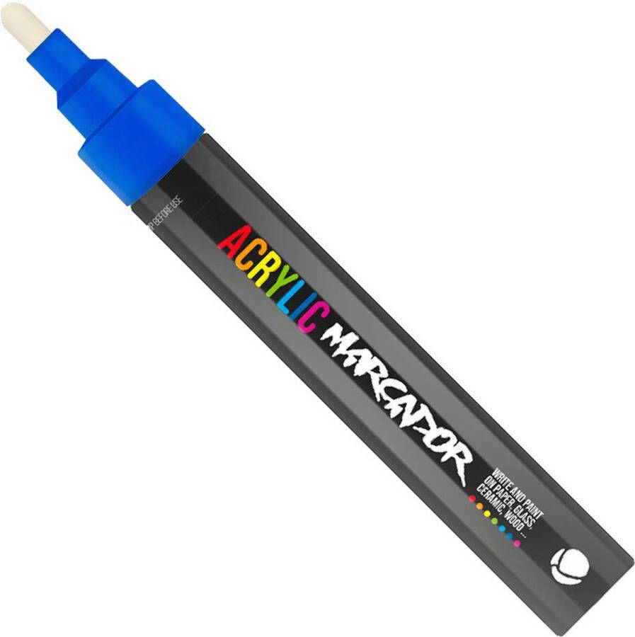 Mtn Acrylic Marcador Verfstift medium punt van 2 mm permanent Blauw