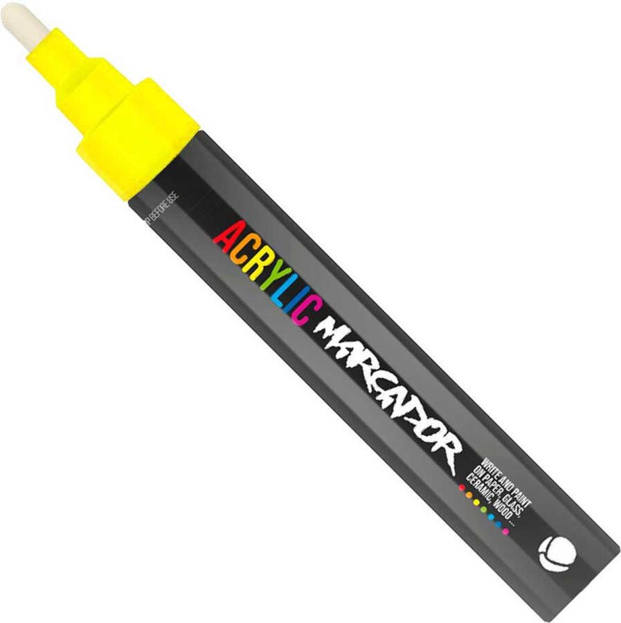 Mtn Acrylic Marcador Verfstift medium punt van 2 mm permanent Neon Geel