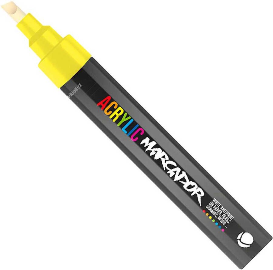 Mtn Acrylic Marcador Verfstift medium punt van 6 mm permanent Neon Geel