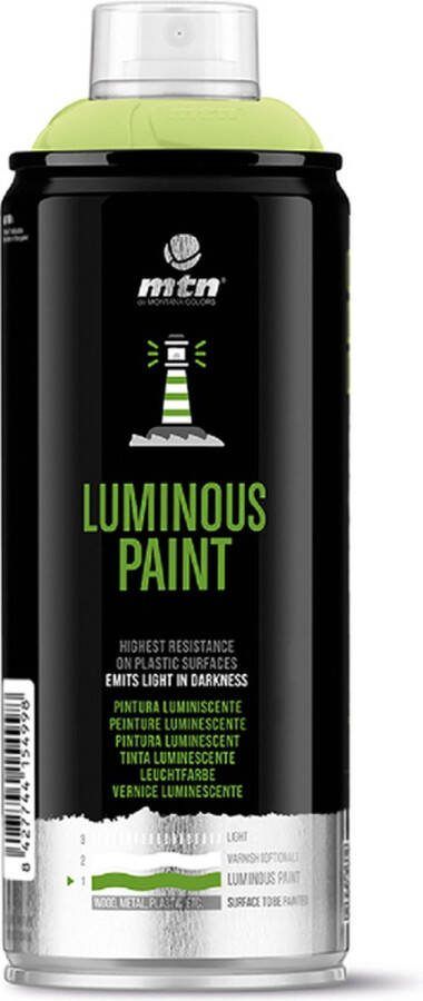Mtn Glow in the Dark spuitbus 400ml spuitverf Licht in het donker graffiti verf voor vele doeleinden zoals voor diy klussen graffiti hobby en kunst