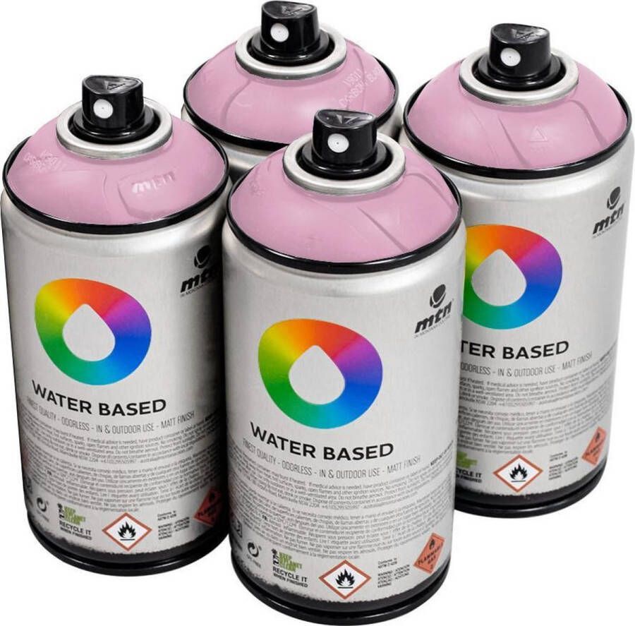 Mtn Paarse waterbasis spuitverf Blue Violet Pale 4 stuks 300ml lage druk en matte afwerking