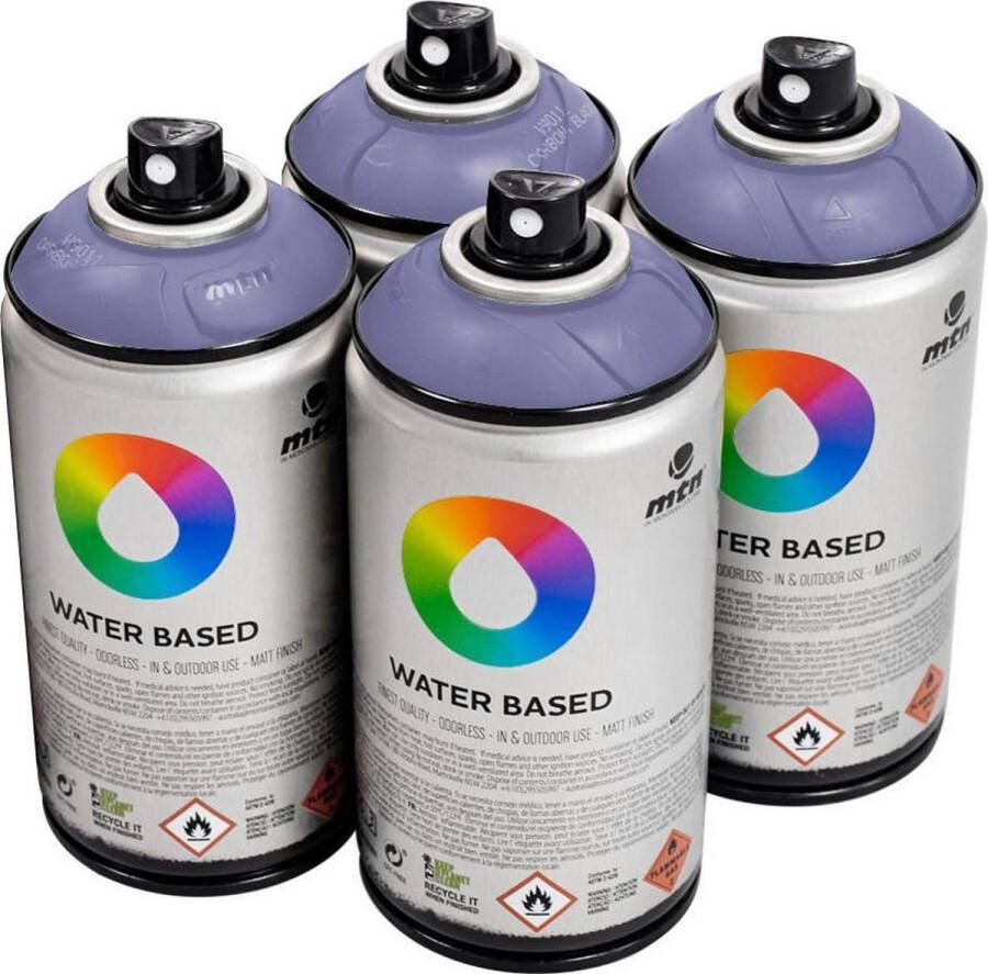 Mtn Paarse waterbasis spuitverf Dioxazine Purple 4 stuks 300ml lage druk en matte afwerking