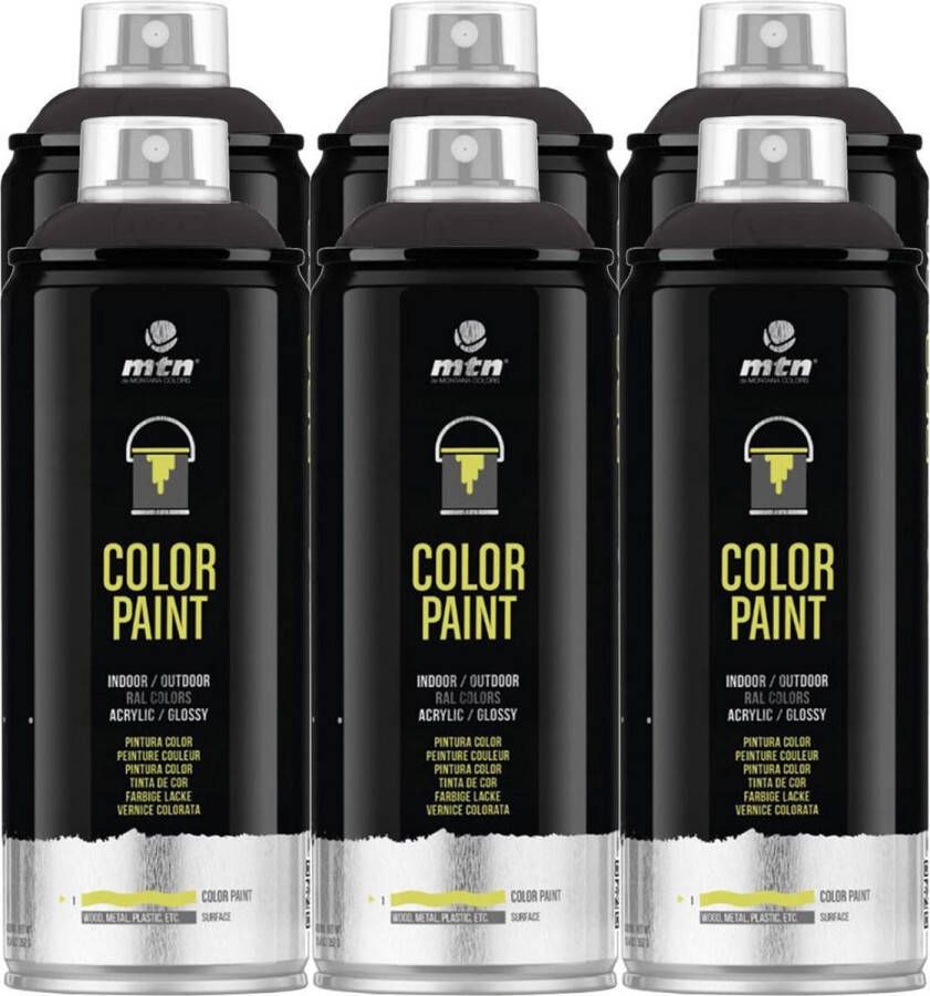 Mtn PRO Color Paint RAL Spuitverf 6 stuks Anthracite Grey 400ml