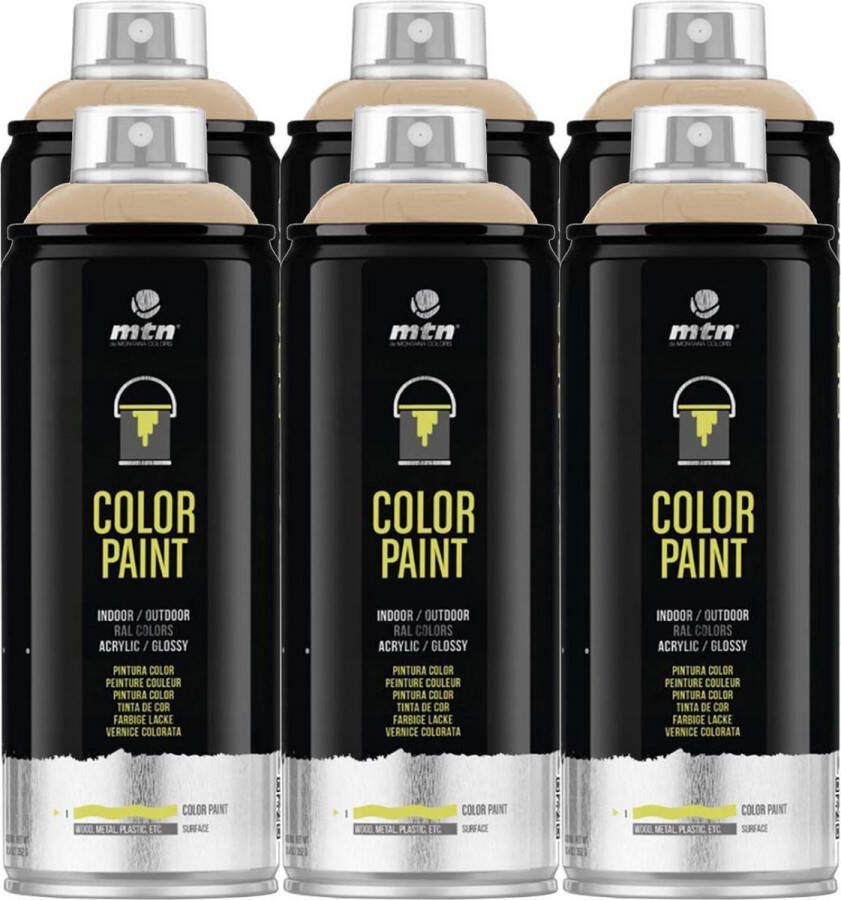 Mtn PRO Color Paint RAL Spuitverf 6 stuks Beige 400ml