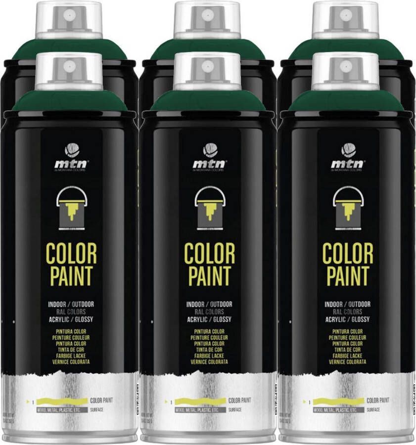 Mtn PRO Color Paint RAL Spuitverf 6 stuks Fir Green 400ml