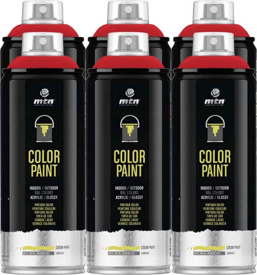 Mtn PRO Color Paint RAL Spuitverf 6 stuks Flame Red 400ml