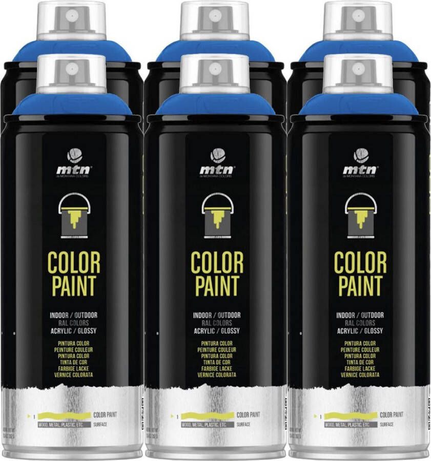 Mtn PRO Color Paint RAL Spuitverf 6 stuks Gentain Blue 400ml