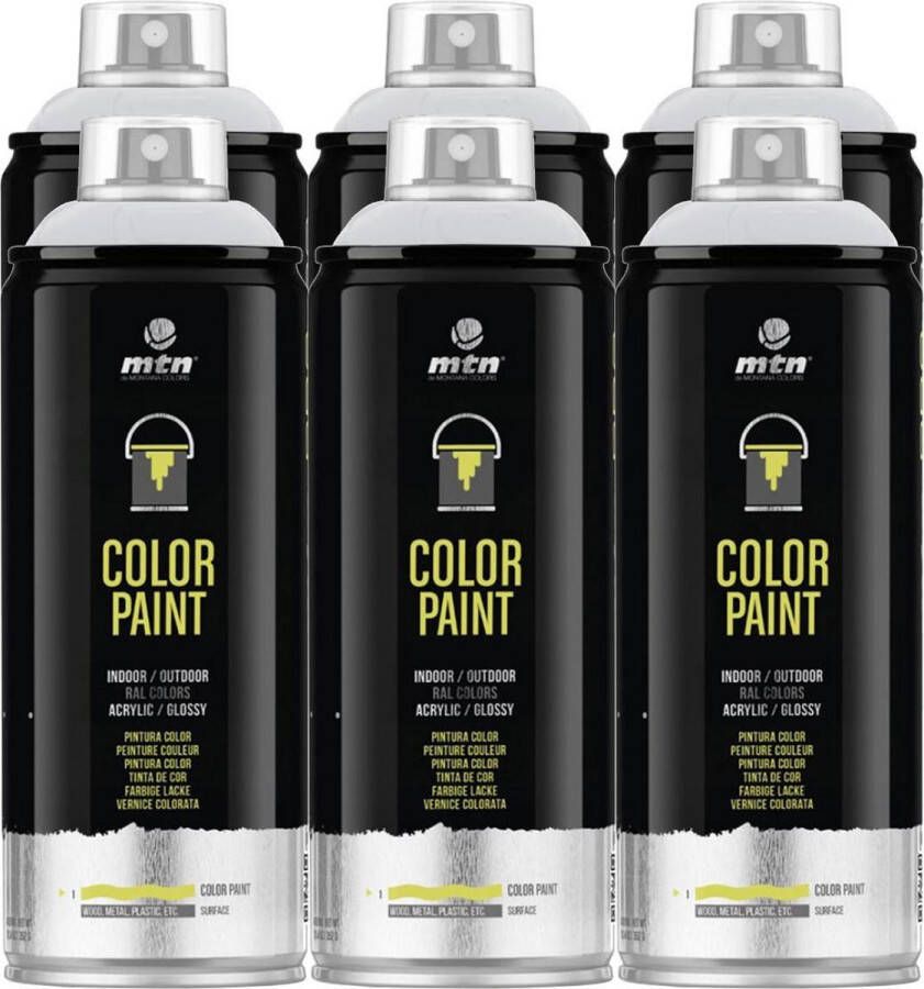 Mtn PRO Color Paint RAL Spuitverf 6 stuks Light Grey 400ml