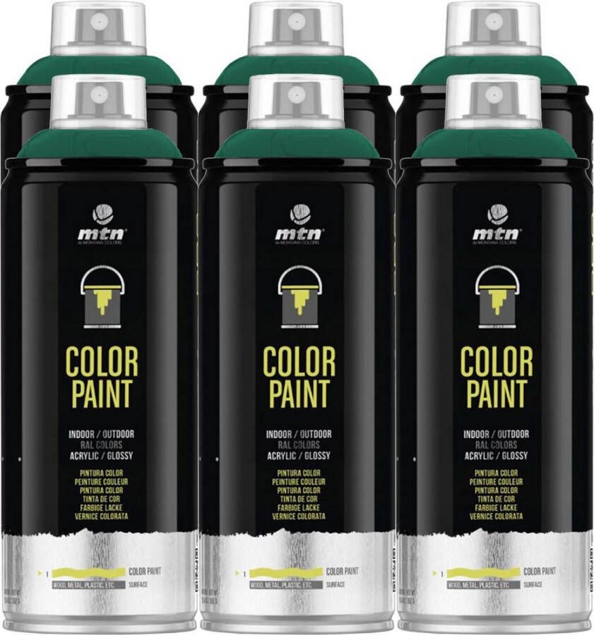 Mtn PRO Color Paint RAL Spuitverf 6 stuks Moss Green 400ml