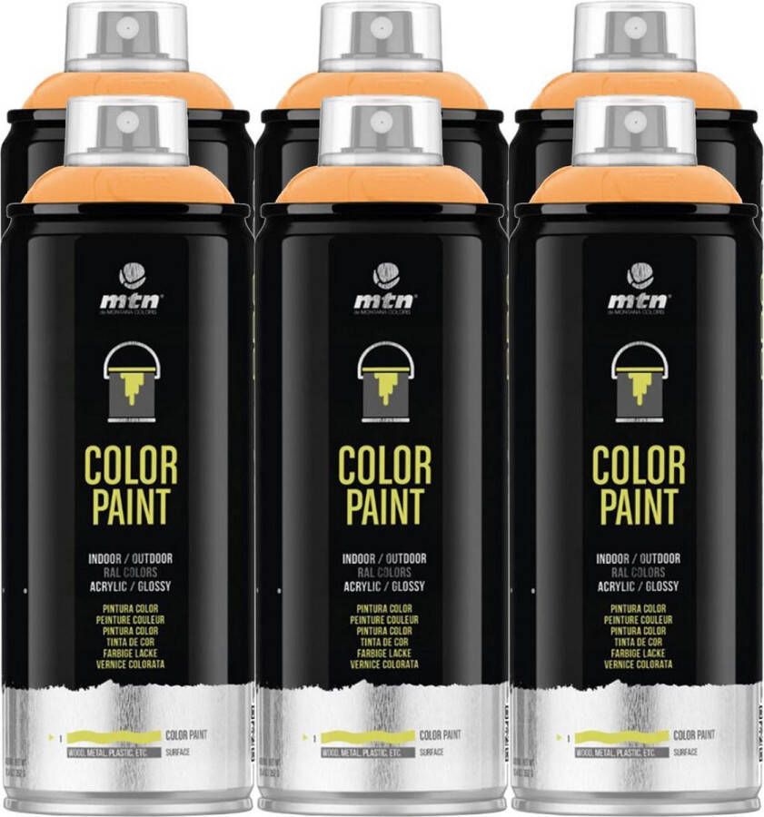 Mtn PRO Color Paint RAL Spuitverf 6 stuks Pastel Orange 400ml