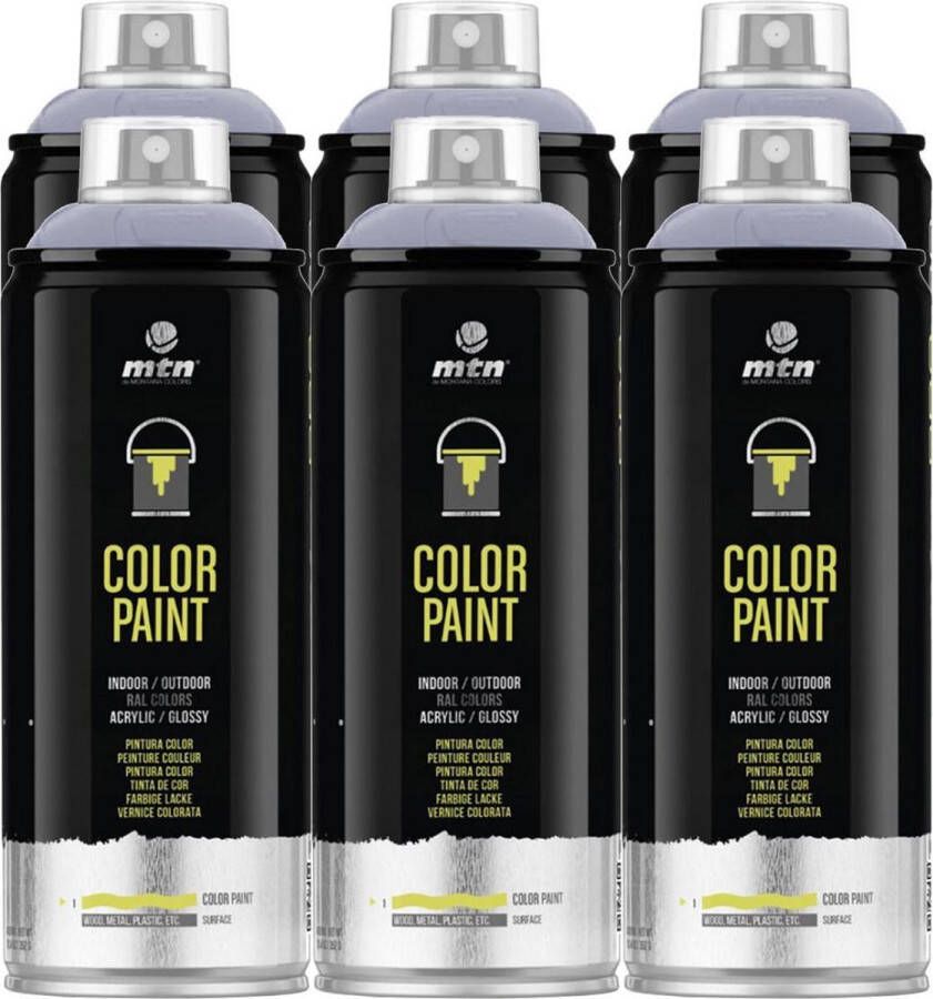 Mtn PRO Color Paint RAL Spuitverf 6 stuks Pigeon Blue 400ml