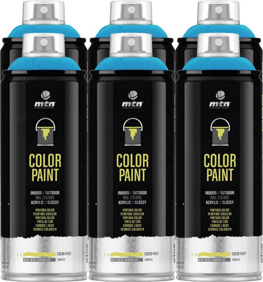 Mtn PRO Color Paint RAL Spuitverf 6 stuks Sky Blue 400ml