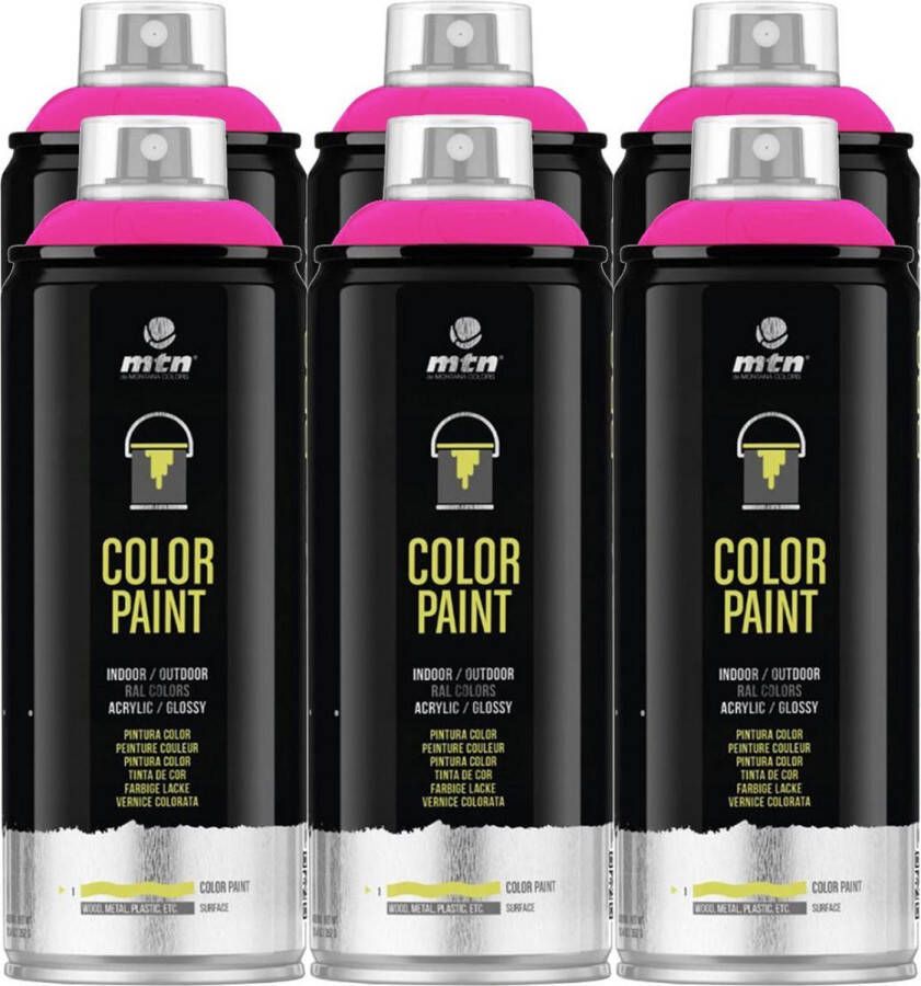 Mtn PRO Color Paint RAL Spuitverf 6 stuks Tele Magenta 400ml