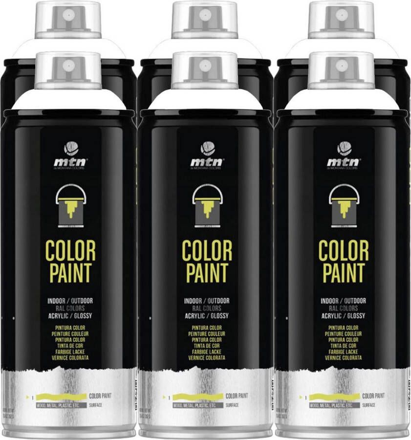 Mtn PRO Color Paint RAL Spuitverf 6 stuks White 400ml