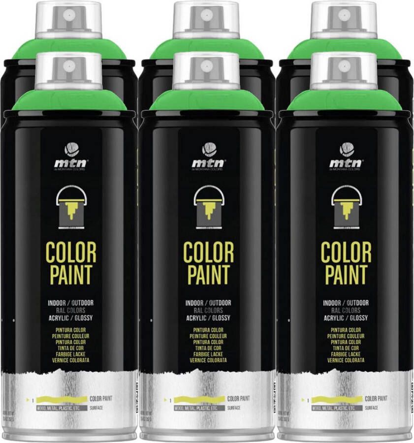 Mtn PRO Color Paint RAL Spuitverf 6 stuks Yellow Green 400ml