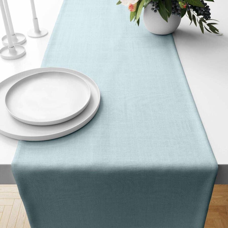 Muaré Tafelloper Liso Blauw 45 x 140 cm
