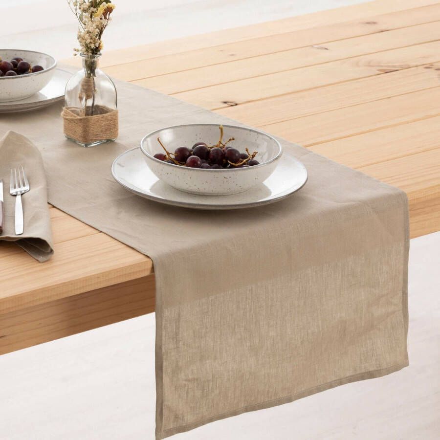 Muaré Tafelloper Taupe 45 x 140 cm