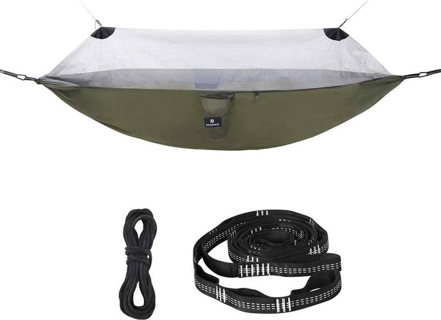 MuCasa Ultralichte hangmat met muggennet draagbaar met dubbele nylon ripstop sneldrogend 300 kg 275 x 140 cm