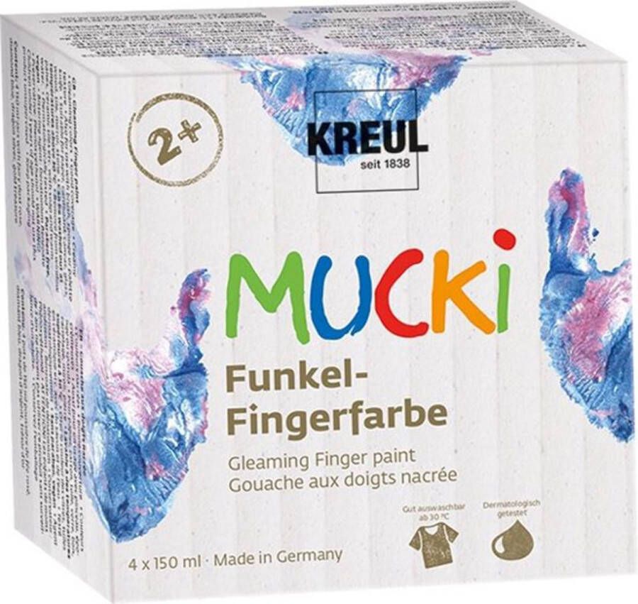 Mucki Vingerverf set 4x 150ml parelmoer kleuren Dermatologisch getest parabenenvrij & veganistisch