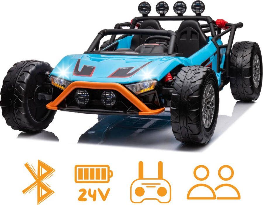 Mud Masters Mud-Master 24V Elektrische Kinderauto Blauw 2-zits Bluetooth LED