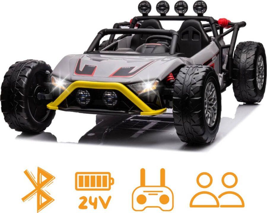 Mud Masters Mud-Master 24V Elektrische Kinderauto Grijs 2-zits Bluetooth LED