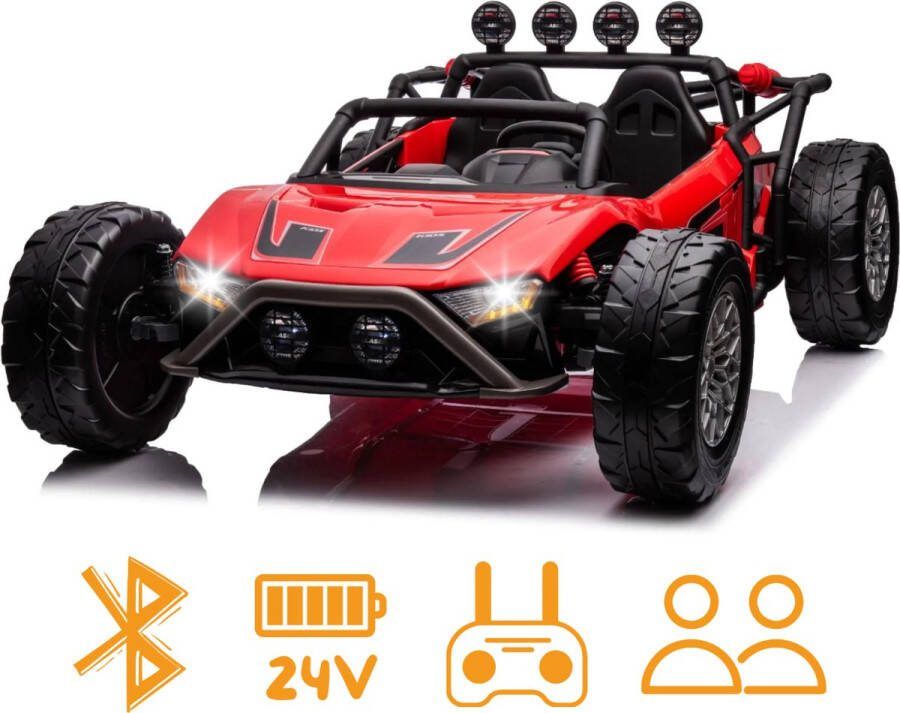 Mud Masters Mud-Master 24V Elektrische Kinderauto Rood 2-zits 2 tot 7 jaar Verlichting