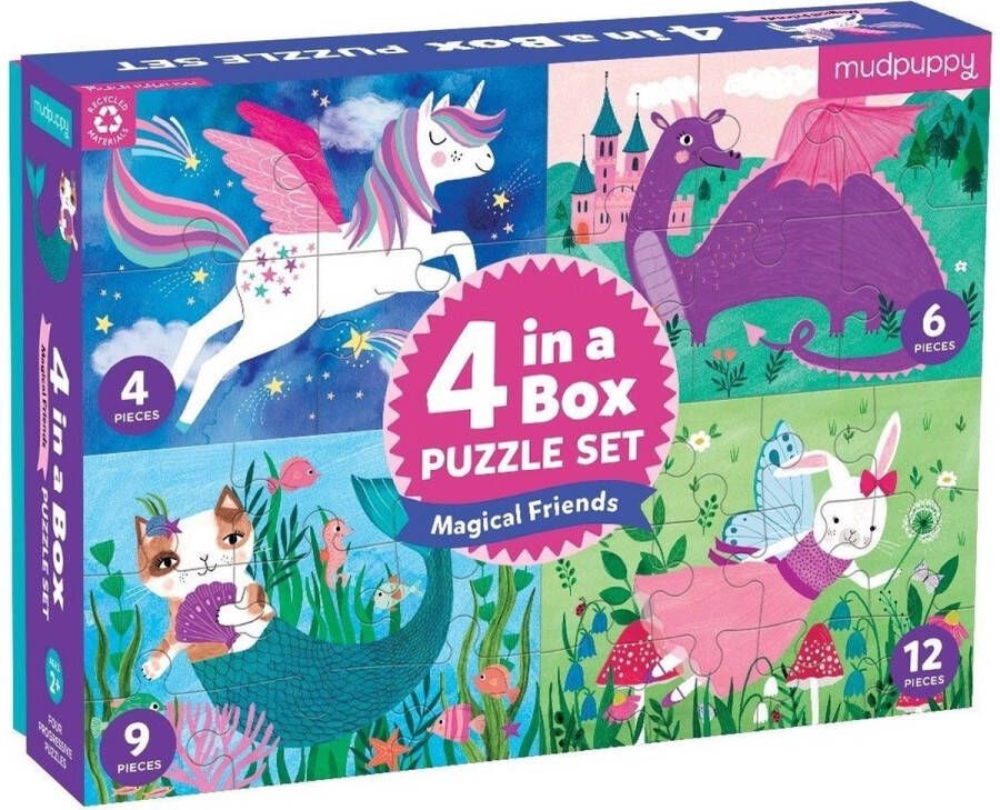 Mudpuppy 4-in-a-box Puzzel Magische vrienden