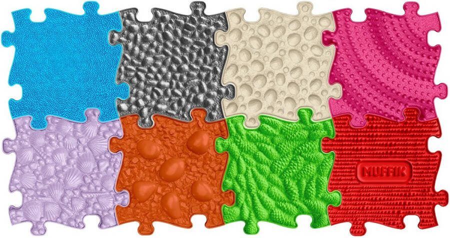 Muffik Orthopedische puzzelmat 8 puzzelstukken verschillende vormen en hardheden + Gratis 1 fles Bio Cleaner 280 ml. Fysio Kinderdagverblijf Naschoolse opvang Oefen therapie Thuis Opa en of Oma Oppas etc