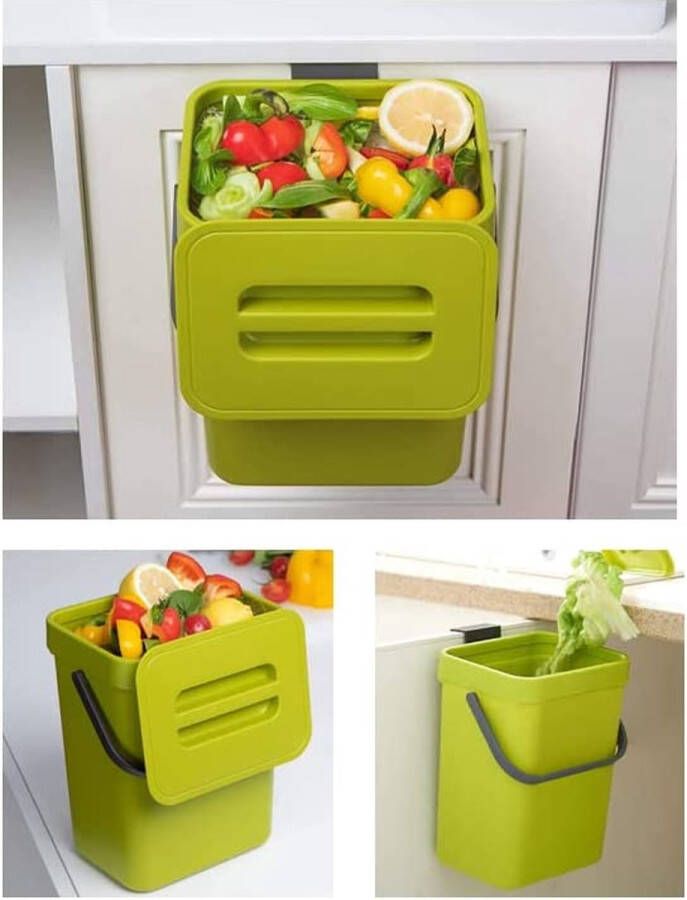 MUGYPYR Kleine compostbak voor keuken -1 3 gallons 5L prullenbak voor keuken aanrecht containerbak met deksel voor vuilniscomposter keuken-indoor prullenbak voor keuken (blauw)