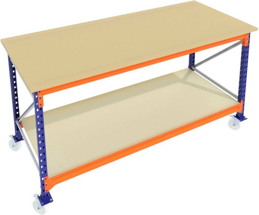 Multi Profiel Werkbank op wielen 2 lagen 170x100x95 (BxDxH) Super sterk! (1000 kilo draagvermogen) Inpaktafel Klustafel