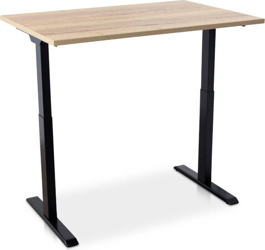 Multi Ratio Zit-sta bureau snelslinger verstelbaar MRC FAST FLEX 120 x 80 cm frame zwart blad robuust eiken