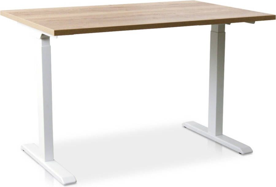 Multi Ratio Zit-sta bureau snelslinger verstelbaar MRC FAST FLEX 140 x 80 cm frame wit blad robuust eiken