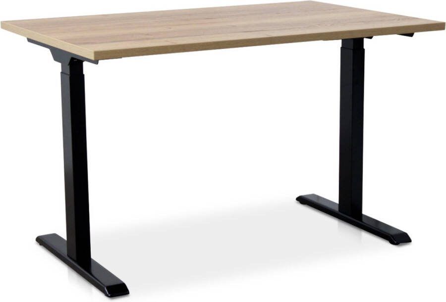 Multi Ratio Zit-sta bureau snelslinger verstelbaar MRC FAST FLEX 140 x 80 cm frame zwart blad robuust eiken