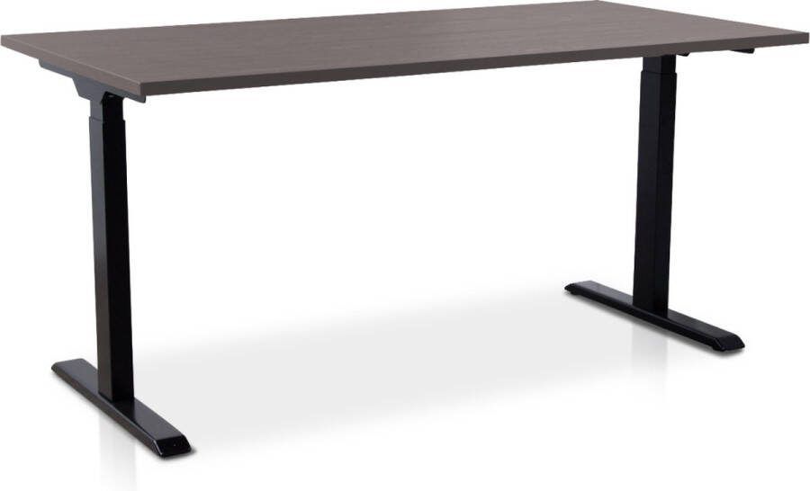 Multi Ratio Zit-sta bureau snelslinger verstelbaar MRC FAST FLEX 160 x 80 cm frame zwart blad bruin eiken