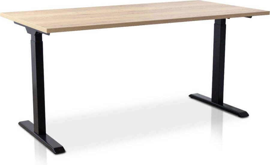 Multi Ratio Zit-sta bureau snelslinger verstelbaar MRC FAST FLEX 160 x 80 cm frame zwart blad robuust eiken