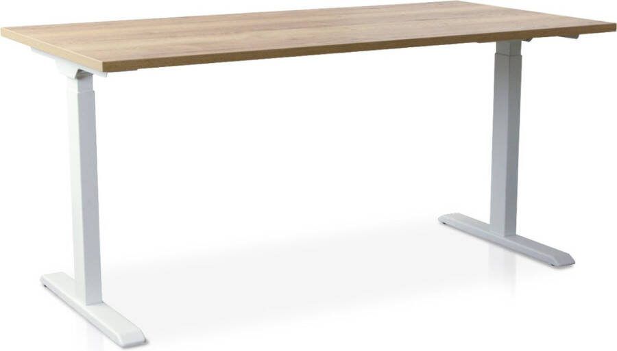 Multi Ratio Zit-sta bureau snelslinger verstelbaar MRC FAST FLEX 180 x 80 cm frame wit blad robuust eiken