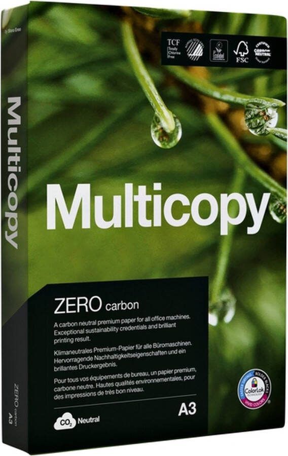 Multicopy Kopieerpapier Zero A3 80gr wit 500vel Pak a 500 vel 5 stuks