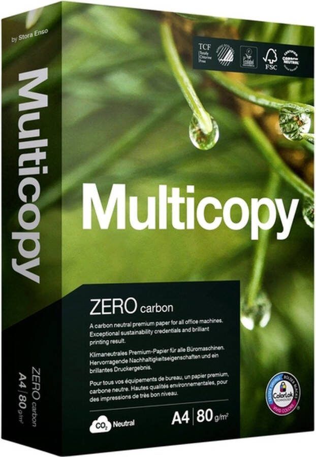 Multicopy Kopieerpapier Zero A4 80gr wit 500vel Pak a 500 vel 5 stuks