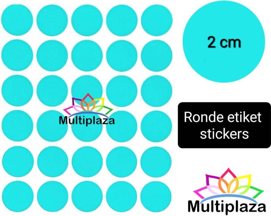Multiplaza Ronde etiketten stickers 20mm ● TURQUOISE ● 18 x 30 = 540 stuks labels markeren opvallen ordenen universeel knutselen hobby archiveren