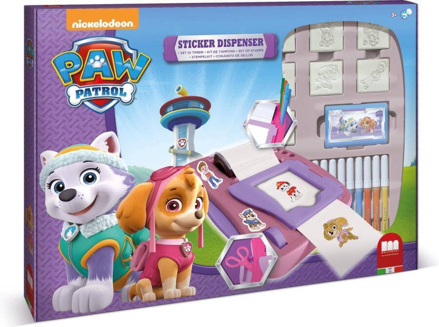Multiprint Paw Patrol stickermachine- stempelset 7 stempels + 12 viltstiften
