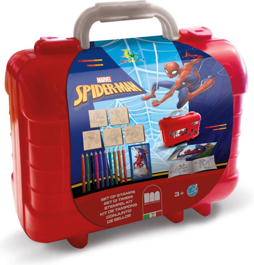 Multiprint Spiderman koffer 5 stempels + 10 potloden
