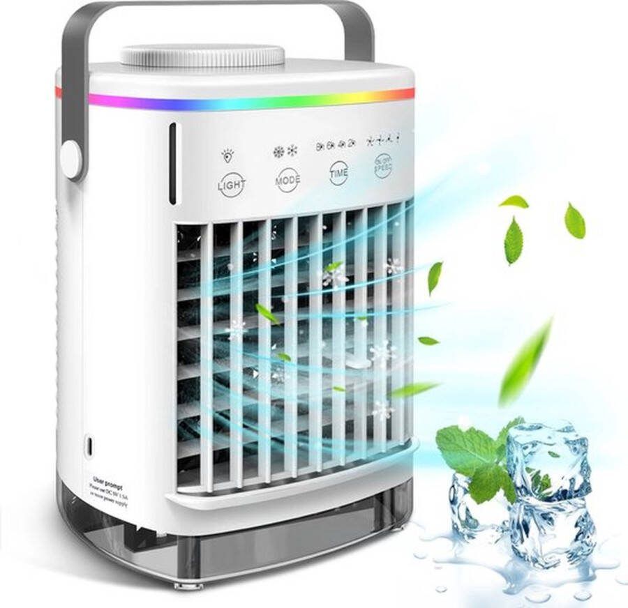 Multis Mini Mobiele Airco Zonder Afvoer Ventilator 3-in-1 Draagbare Mobiele Airco Mini Aircooler Zonder Slang en Afvoer 4 snelheden Wit