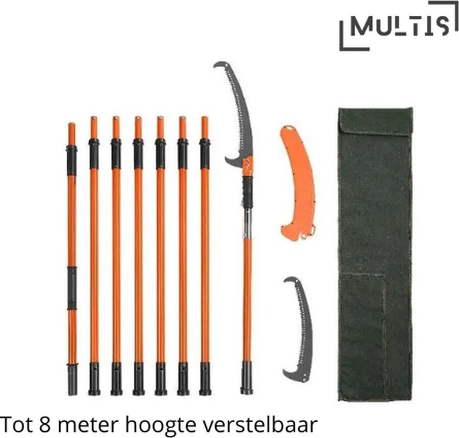 Multis Telescopische Snoeizaag Handzaag Stokzaag Handstokzaag Tuingereedschap Voor Snoeiwerkzaamheden Verstelbaar In Hoogte Oranje