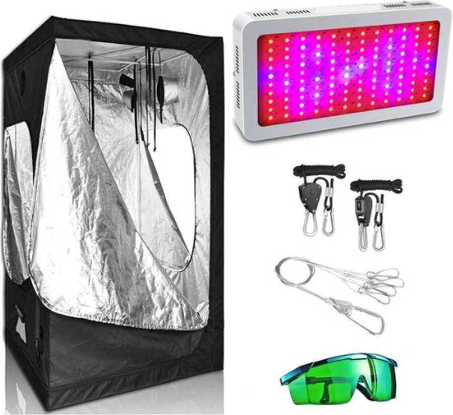 Multis Professionele Kweekcombi 50x50x100cm Kweektent Full Spectrum Dubbele bodem Snelle Groei Hoge kwaliteit 300W Groeilamp LED Complete Kweekset Zwart