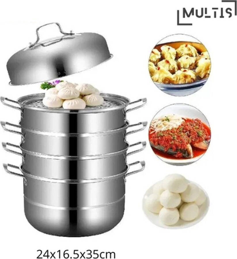 Multis Stoompan Stomer Rijstkoker Groenten 5-laags 24x16.5x35 RVS