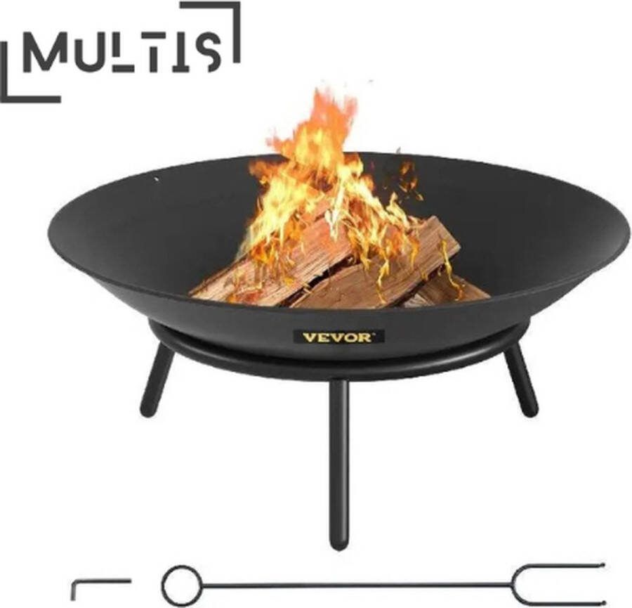 Multis Vuurkorf Vuurkof en Barbecue in 1 Terrashaard Vuurkorf Voor Buiten Terraskachel Barbecue BBQ Zwart
