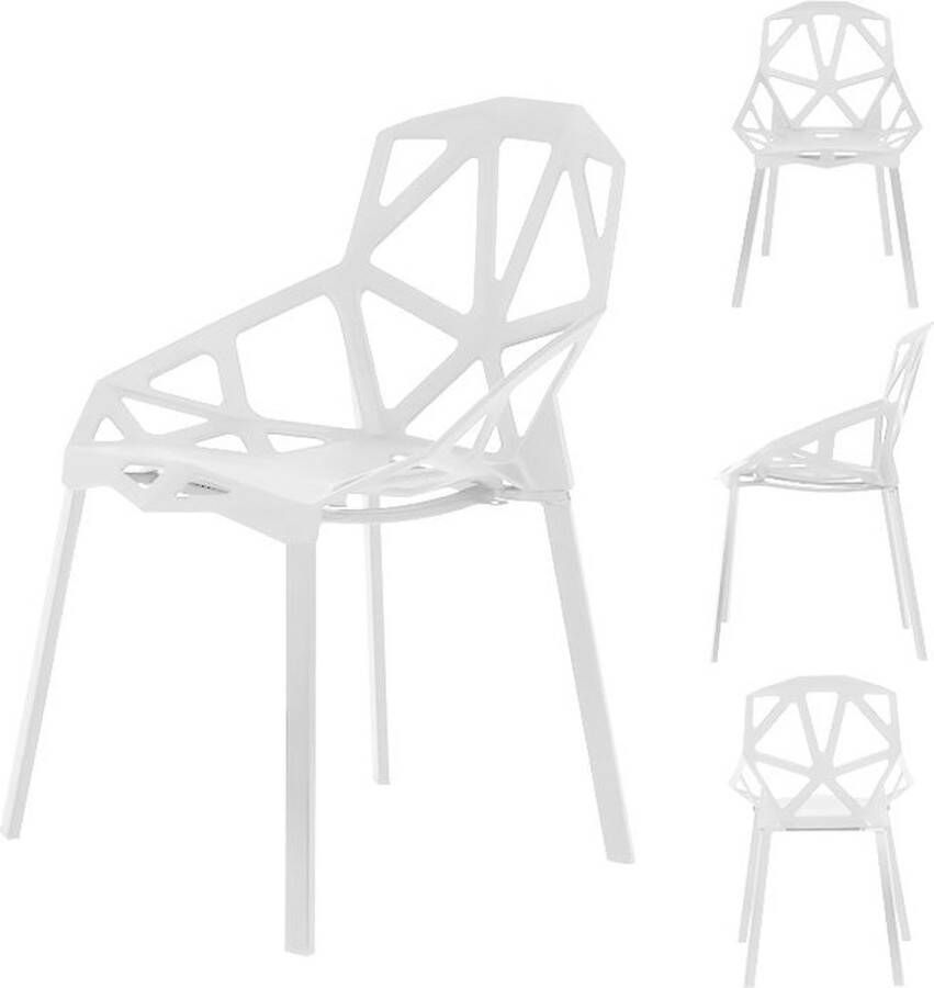 Multistore Modern Home set van 4 design geometrische kuipstoelen Eetkamer stoelen Wit