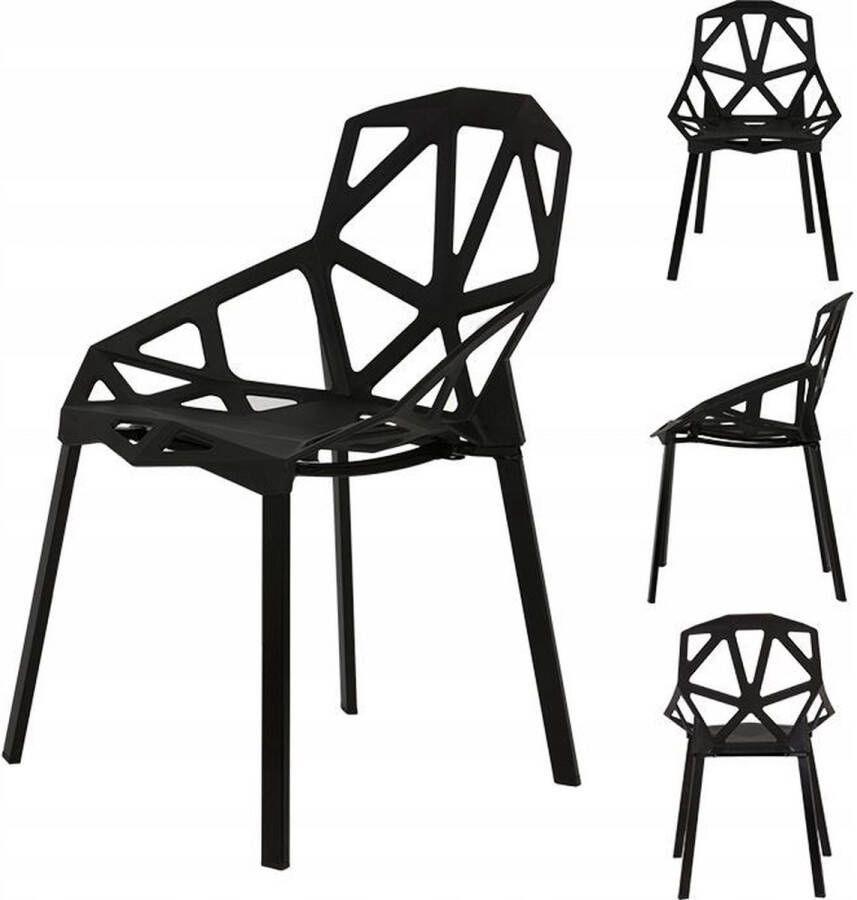 Multistore Modern Home set van 4 design geometrische kuipstoelen Eetkamer stoelen Zwart