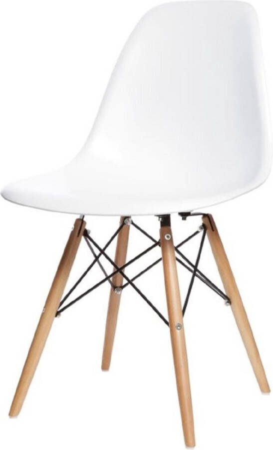 Multistore Set van 4 eetkamer stoelen kuip stoelen met beukenhouten poten wit